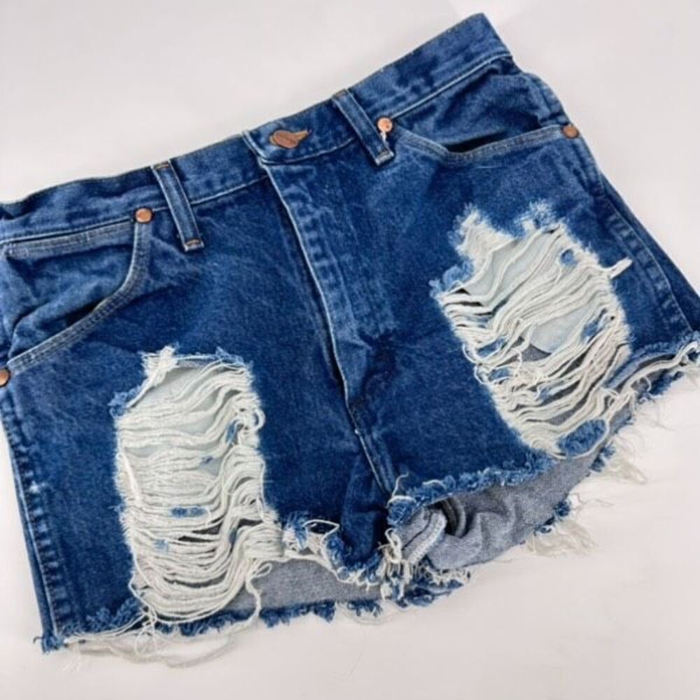 Furst of a Kind Womens Vintage Ripped Distressed Cut-Off Jean Shorts Blue Size 8
